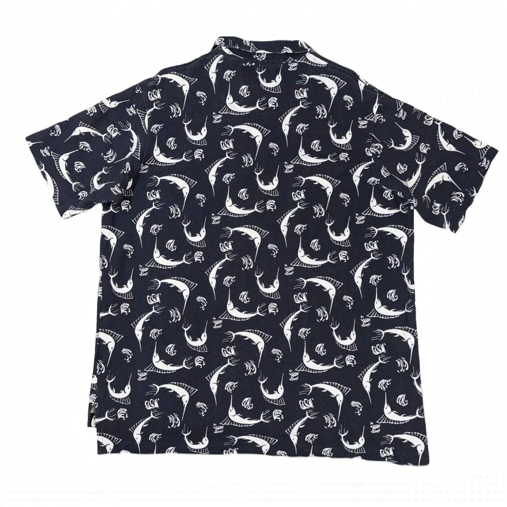 Polo Sport Ralph Lauren Mens 2XL Cotton Swordfish Marlin Print Polo Shirt‎ Navy
